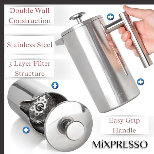 27 Oz Stainless Steel French Press Coffee Maker O613021