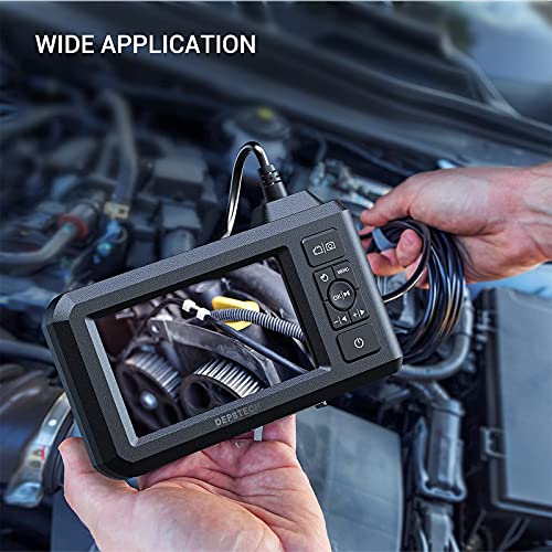 Dual Lens Industrial Endoscope, 1080P Digital Borescope Inspection Camera, 7.9mm IP67 Waterproof Sewer Camera with 4.3" LCD Screen, 7 LED Lights, 16.5FT Semi-Rigid Cable, 32GB Card-Black G300368