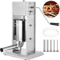 Manual Sausage Stuffer Maker 7L Capacity Two Speed Vertical Meat Filler Stainless Steel with 5 Stuffing Nozzles R663