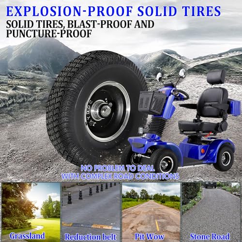 4 Wheel 500lbs Capacity Electric Powered Mobility Scooter with Adjustable Seat and Rear Basket E5213