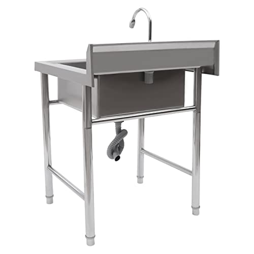 Free Standing Stainless Steel Single Bowl Utility Sink (47.2" W x 19.6" D x 31.5" H) S2642