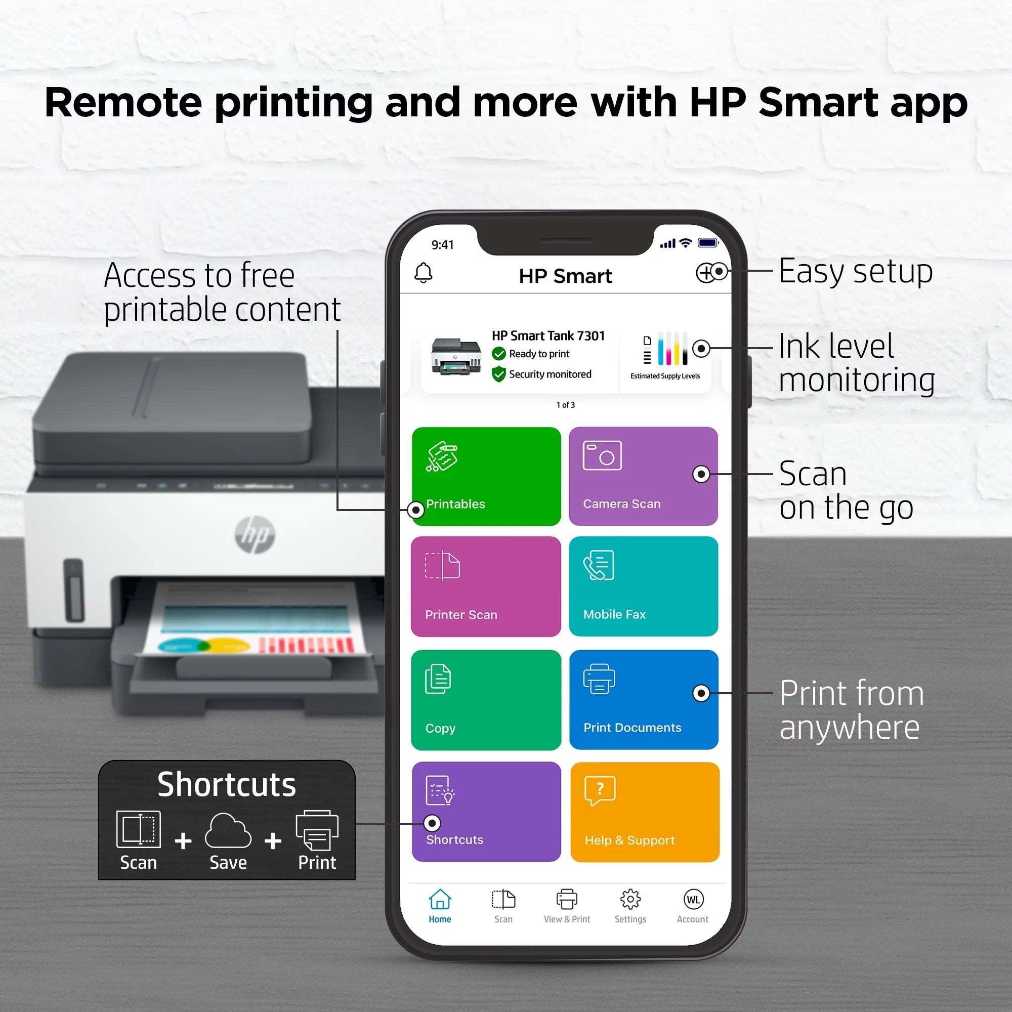 Smart Tank All-in-One InkJet Printer, Color, Print, Scan, Copy Z10446