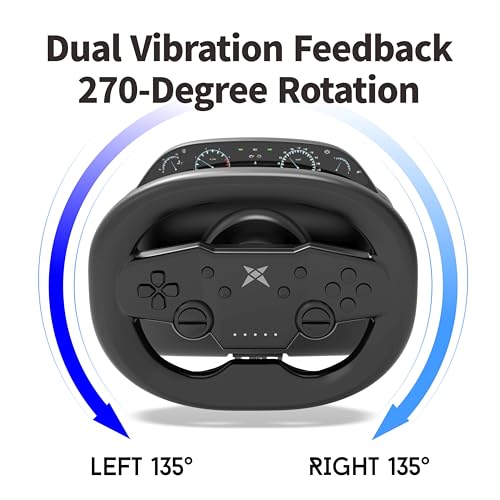 270 Degree Wireless Gaming Steering Wheel with Dual-Vibration Motors (black) U8842