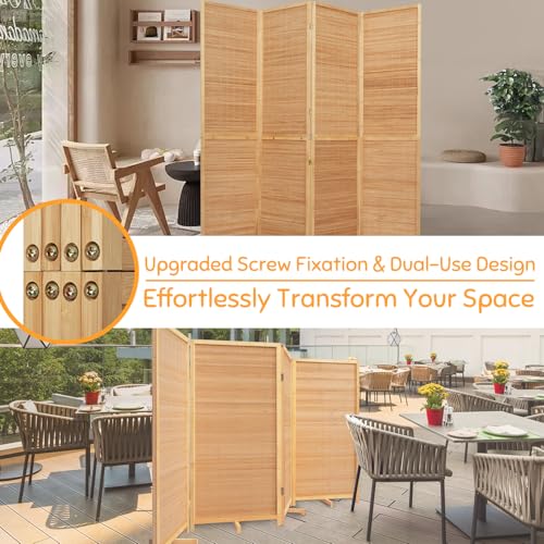 Beige 4 Panel Bamboo Room Divider W1317