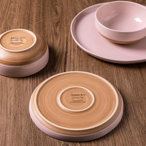 18 Piece Ceramic Dinnerware Set, Light Beige Q867296