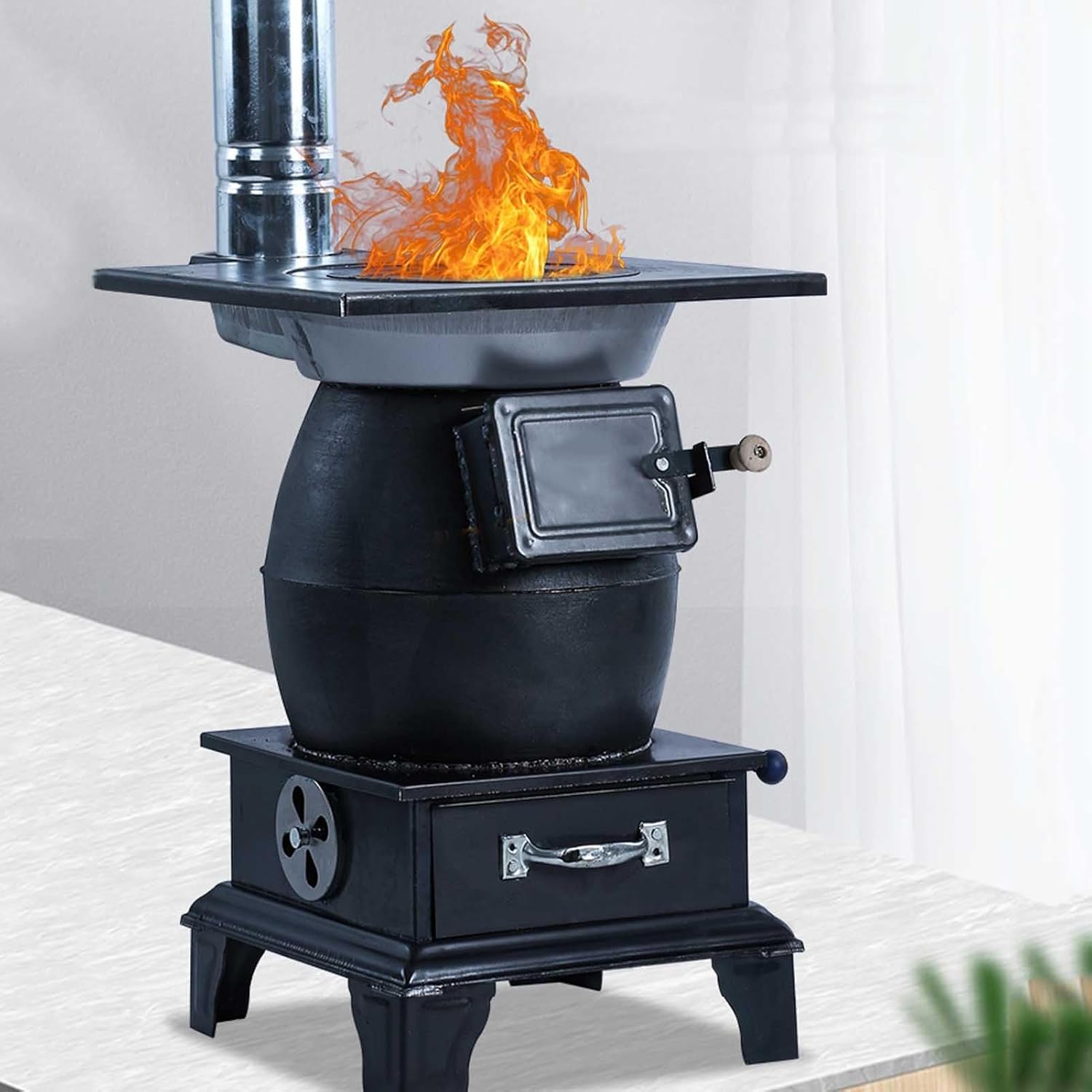 Outdoor Wood Burning Stove with Sectional Chimney Pipes S940003