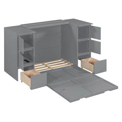 Full Size Murphy Bed with Storage and Drawers Z5361