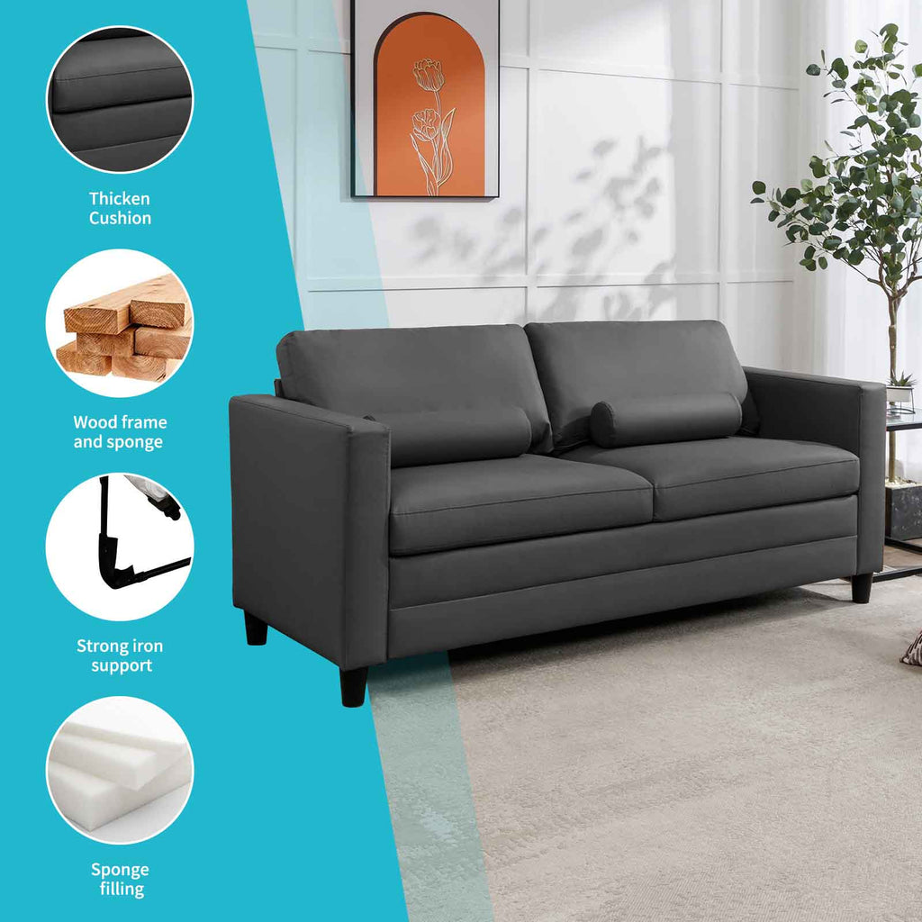 Dark Grey Full Size Pull Out Sofa Bed with Fold Out Mattress F437