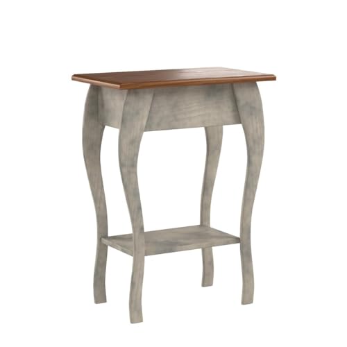 Mocha Wooden End Table with 2-Tiered Shelves C6603