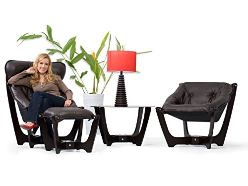 Black Leather Chair and Ottoman Q7791