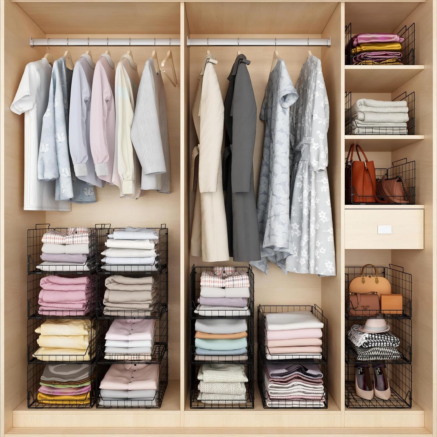 Black Metal Stackable Closet Organizers 4 Pack M525
