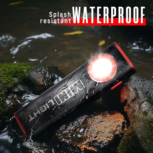1600 Lumens Mini Magnetic Flat LED Flashlight with Clip, 3 Modes Waterproof Pocket Light (Ruby red) V795