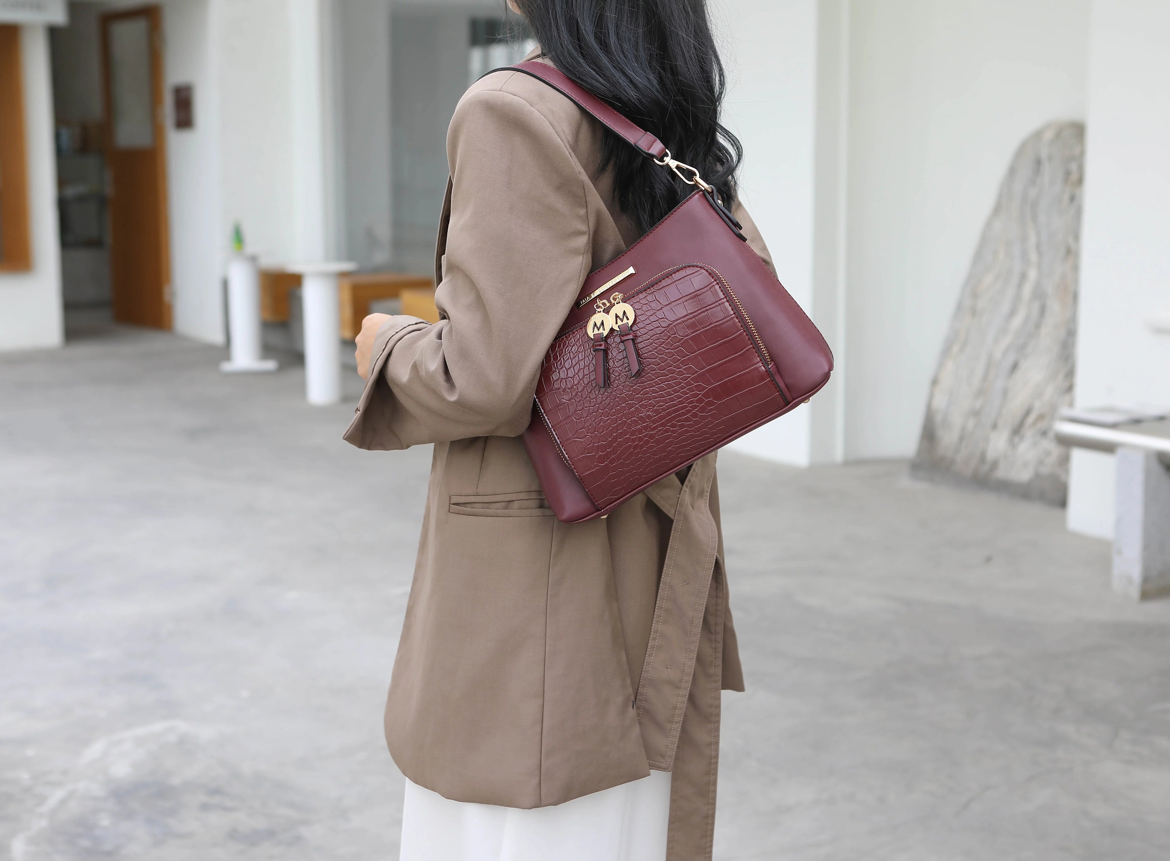 Black Vegan Leather Hobo Bag A71113