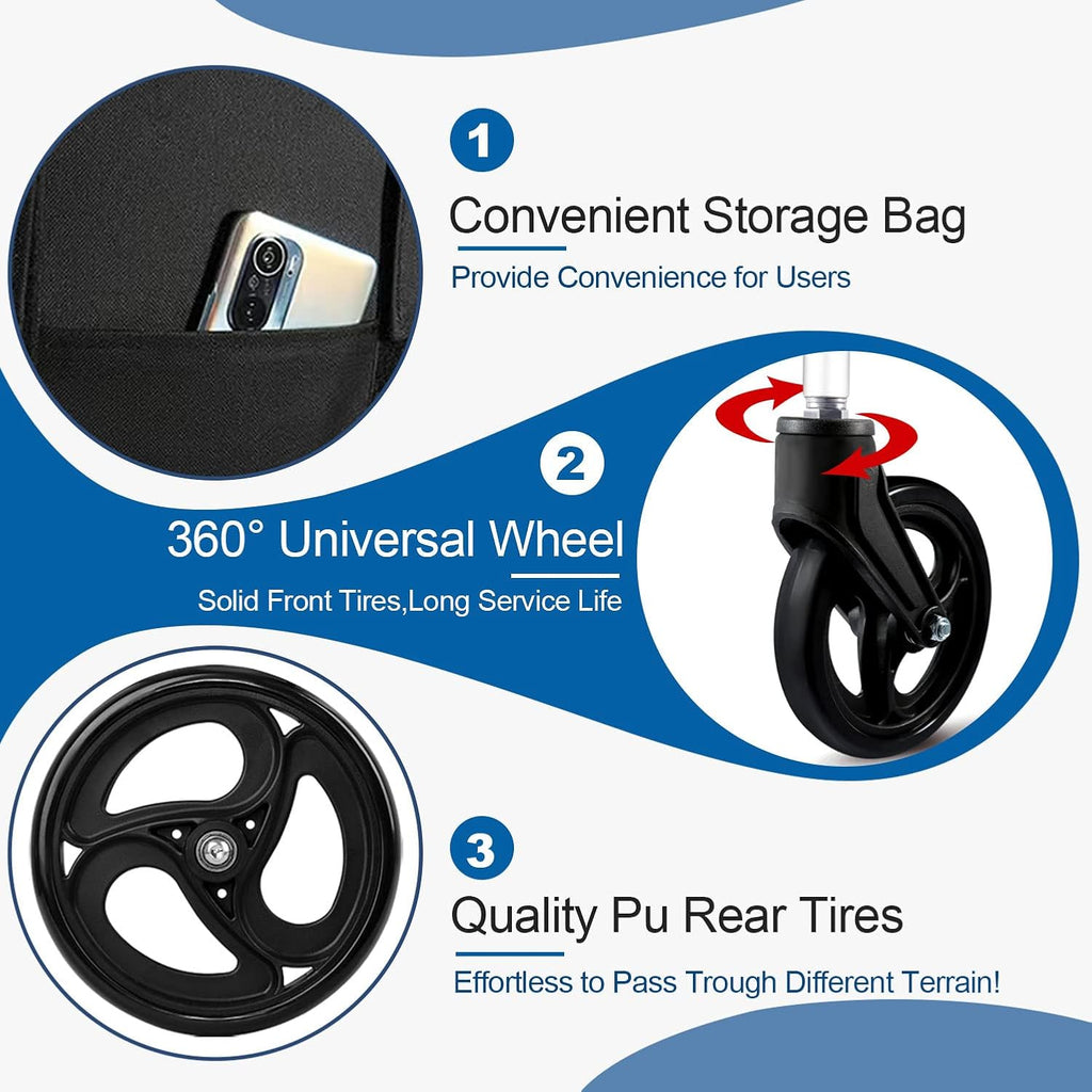 Ultra Light Folding Transport Wheelchair, 16lbs, Aluminum, Handbrakes, Support 220 Lbs Z340