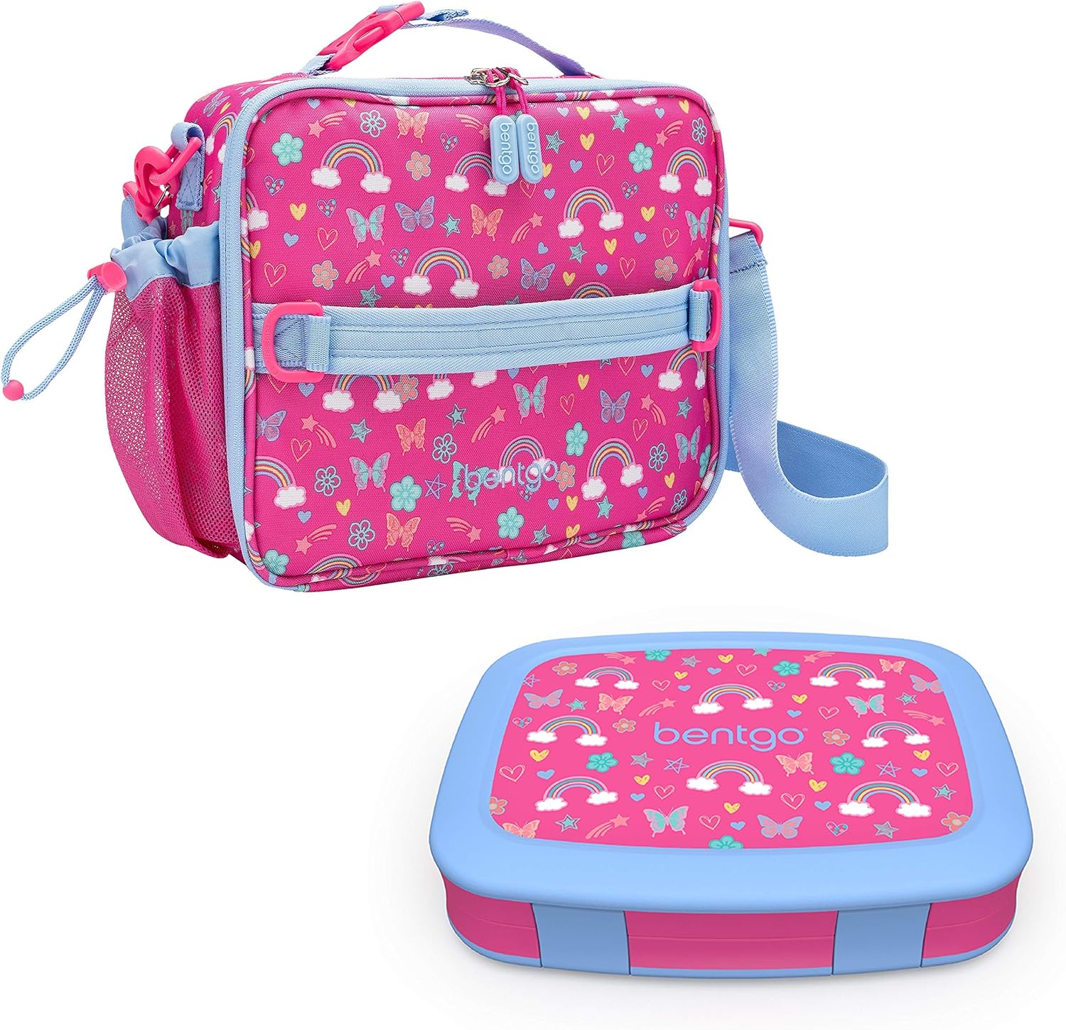 Insulated Lunch Bag Set With Kids Bento-Style Lunch Box (Rainbows and Butterflies) N184100