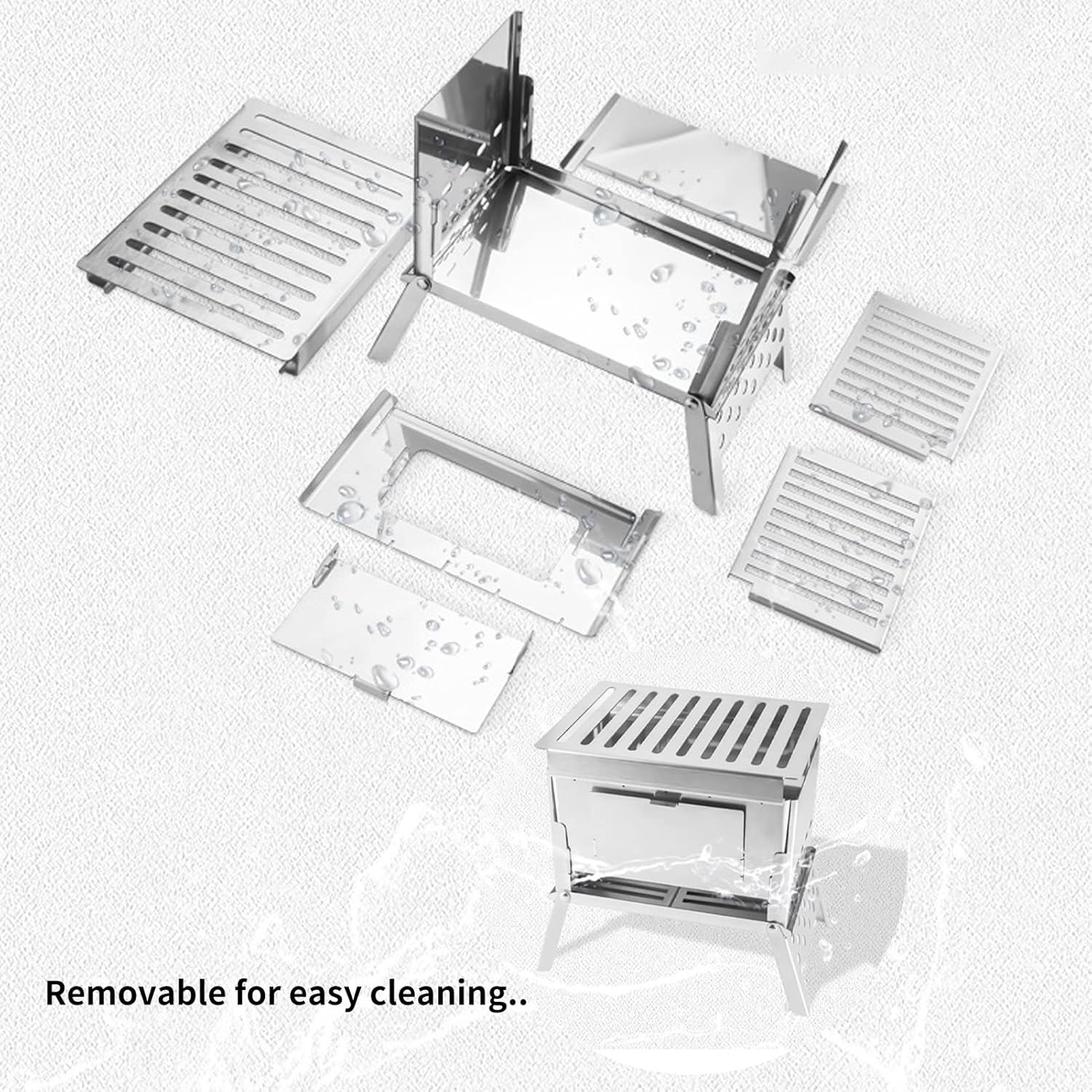 Folding Stainless Steel Wood Burning Stove G14737