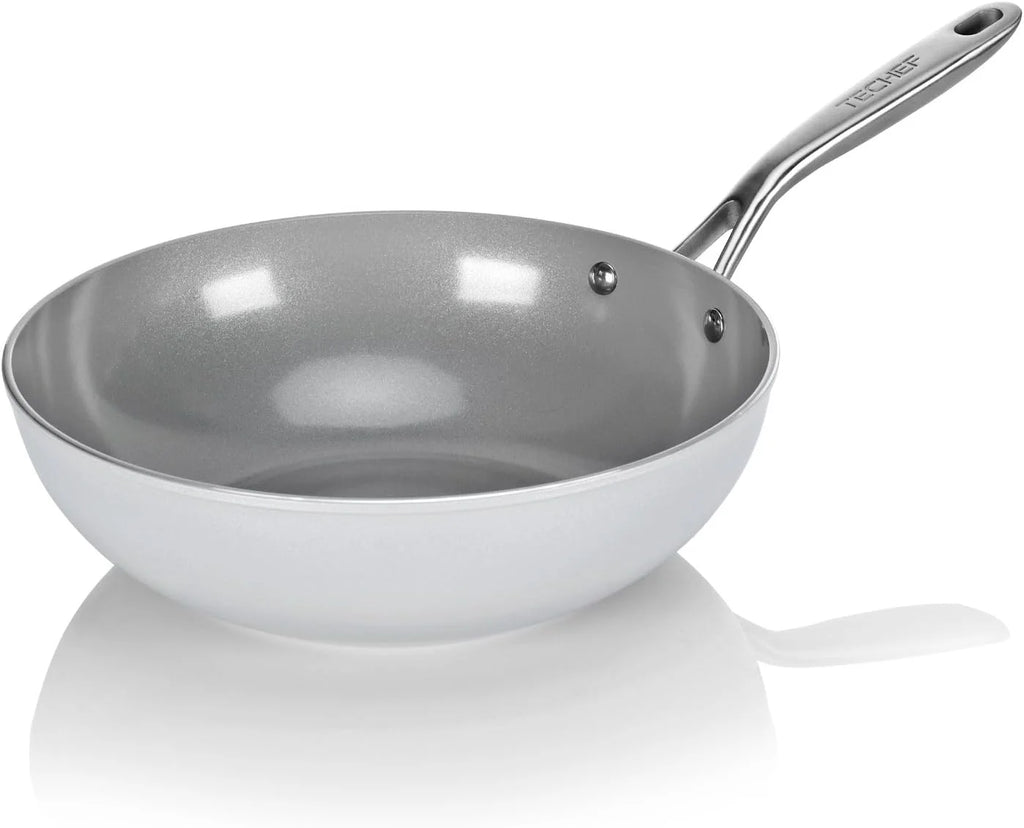 12" Ceramic Nonstick Wok with Glass Lid Y7049