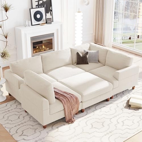 Oversized Modular Sectional Sofa with Movable Ottoman 7 Seater U652