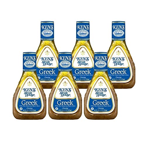 Greek Dressing with Feta Cheese & Black Olives, 16 FL OZ Bottle (Pack of 6) Y964133