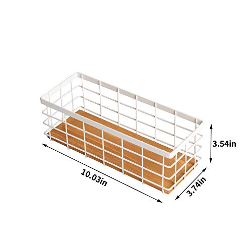Black Metal Wire Storage Basket with Wooden Bottom (2 Pack) N817647