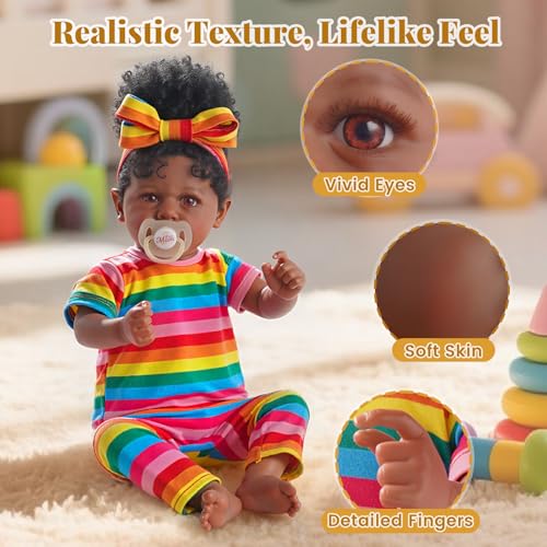 20 Inch Reborn Baby Doll Black Soft Body T279281