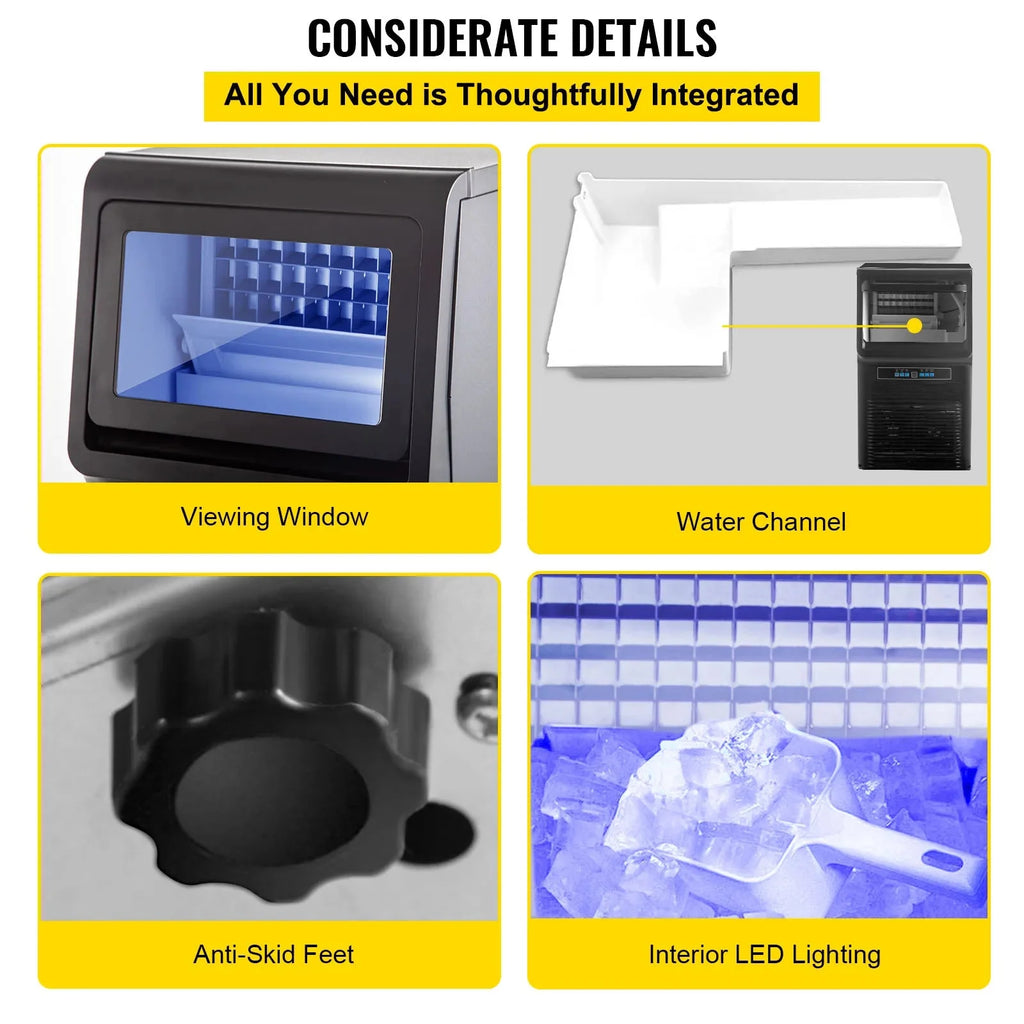 Commercial Ice Maker 30KG/24H Countertop Automatic Built-in Cube Ice Generator 350W X730