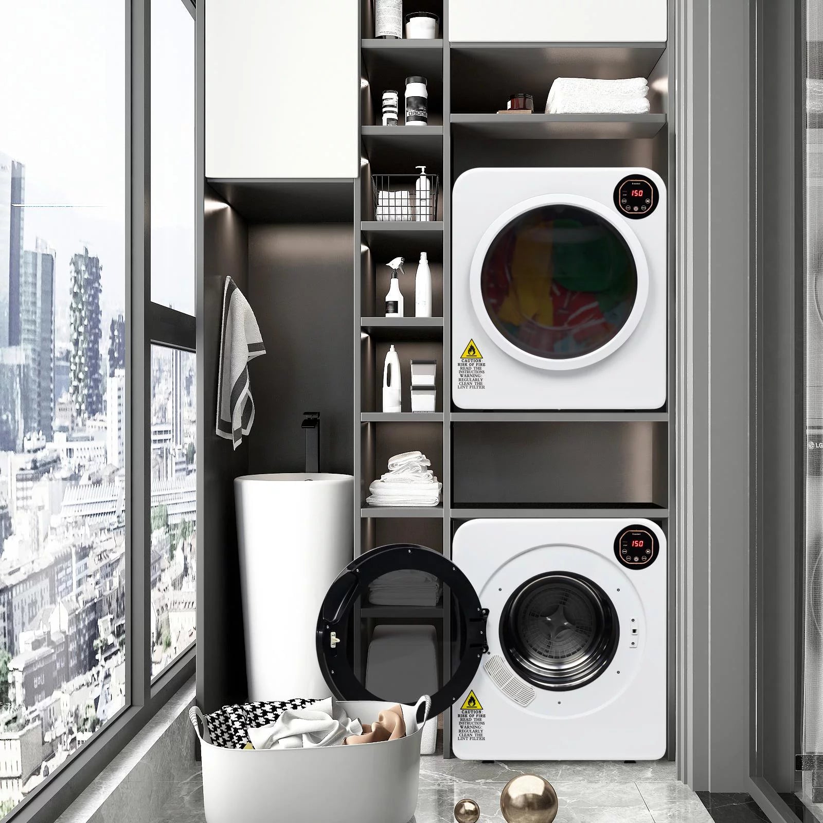 White 3.5 Cu.Ft Stainless Steel Compact Electric Clothes Dryer K354644