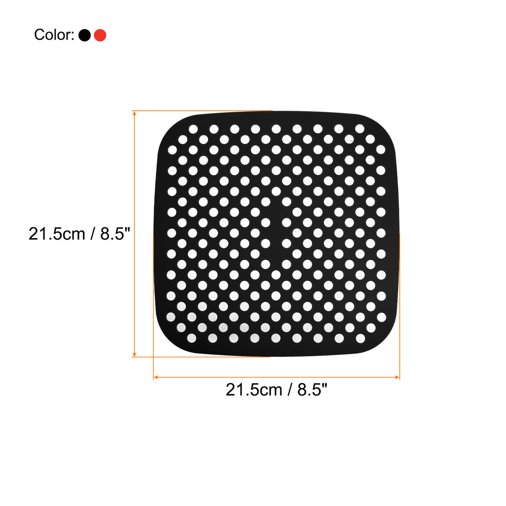 Reusable Silicone Air Fryer Liners 8.5x8.5 Inch Black/Red, Pack of 2 M894076