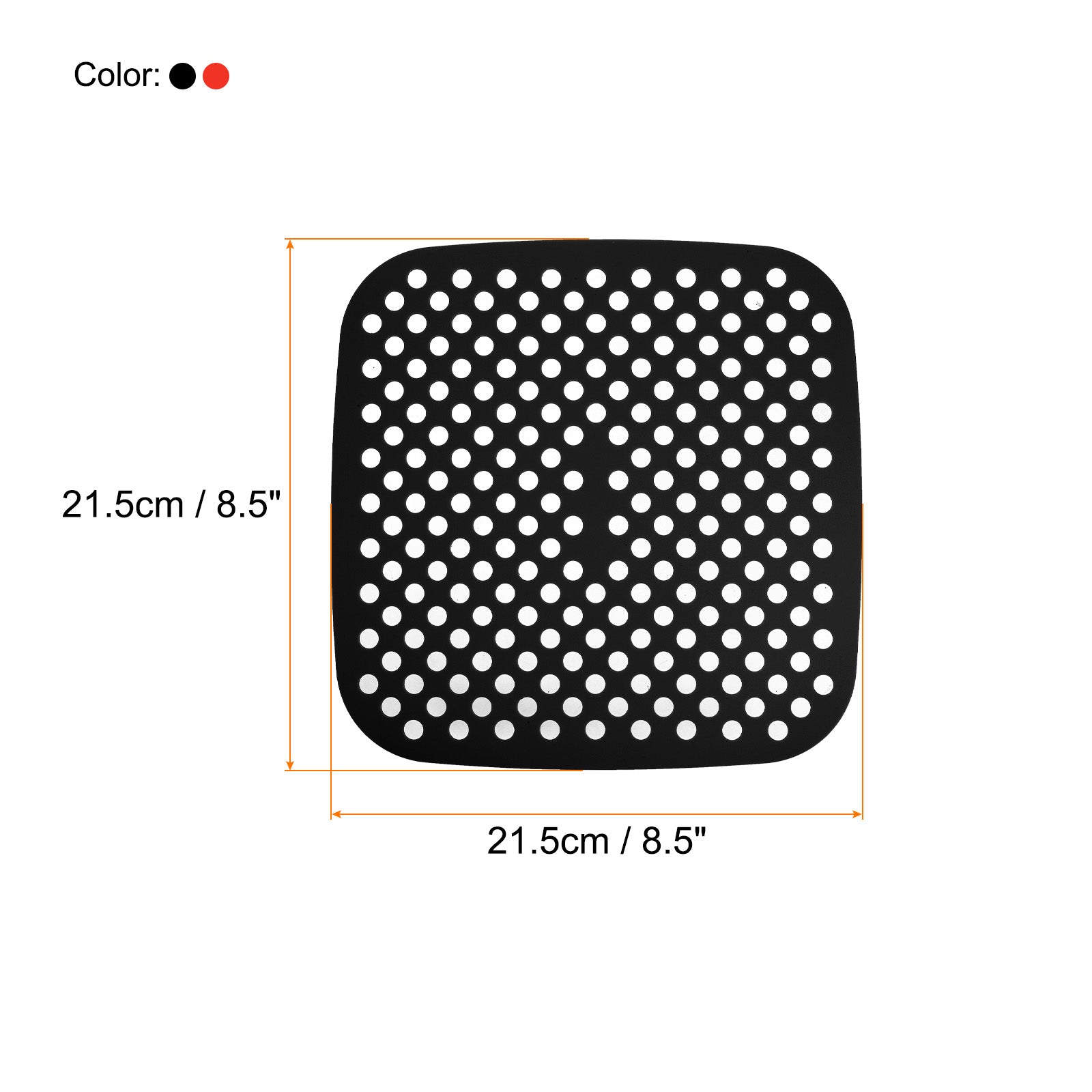 Reusable Silicone Air Fryer Liners 8.5x8.5 Inch Black/Red, Pack of 2 M894076