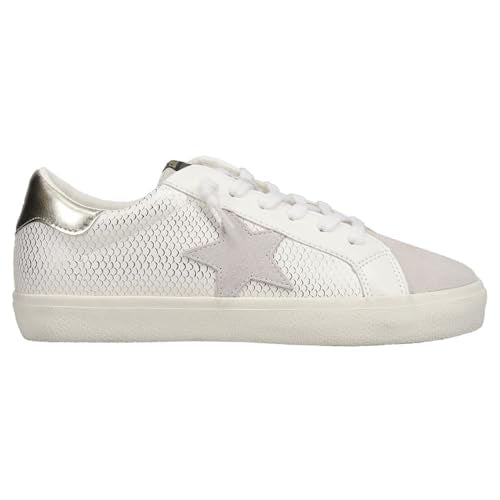 Gold Grey White Snake Lace Up Sneakers U128086