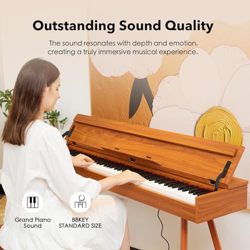 88 Key Weighted Hammer-Action Digital Piano with Sheet Music Stand, Pedal, Power Adapter N6233