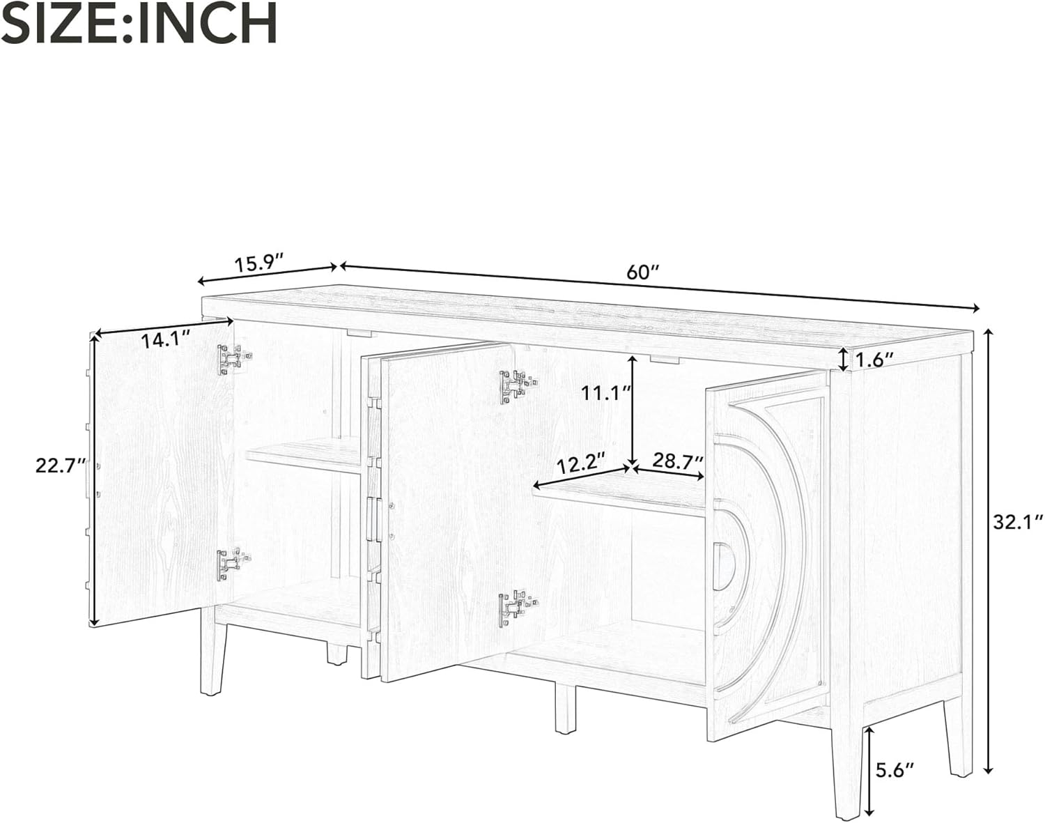 60" Storage Cabinet with Metal Handle Y681751