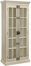 2-Door Curio Cabinet Antique White Clear D784