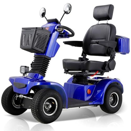 4 Wheel 500lbs Capacity Electric Powered Mobility Scooter with Adjustable Seat and Rear Basket E5213