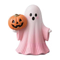 Pink Resin Ghost & Pumpkin Figurine Set Q579725