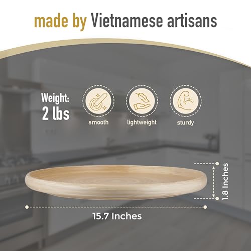 Handcrafted Bamboo Round Wooden Serving Tray I6519