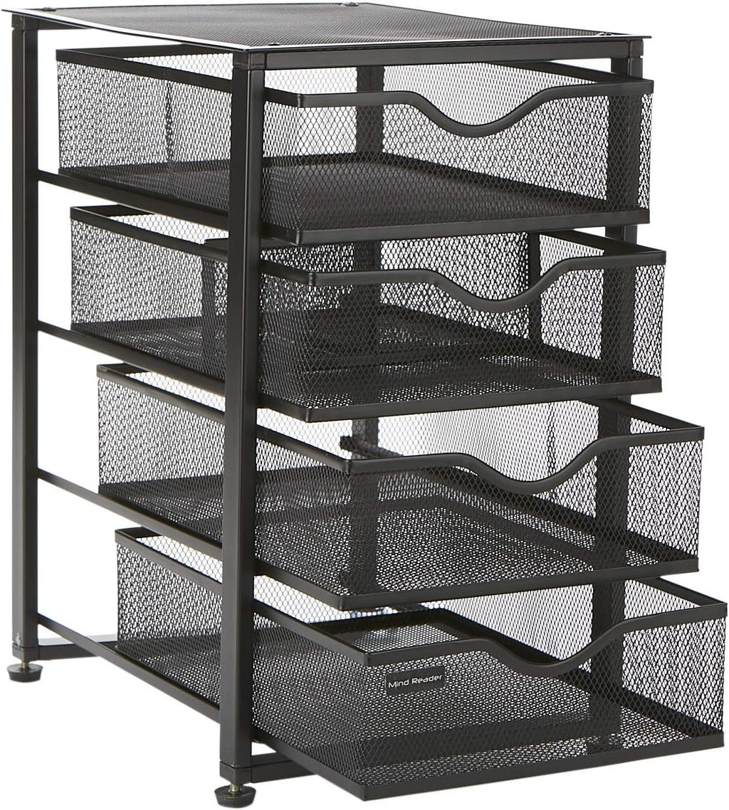 Black 4-Tiered Metal Rolling Utility Cart K802