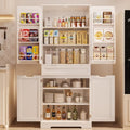 White Tall Kitchen Pantry Storage Cabinet with Doors and Shelves X9766