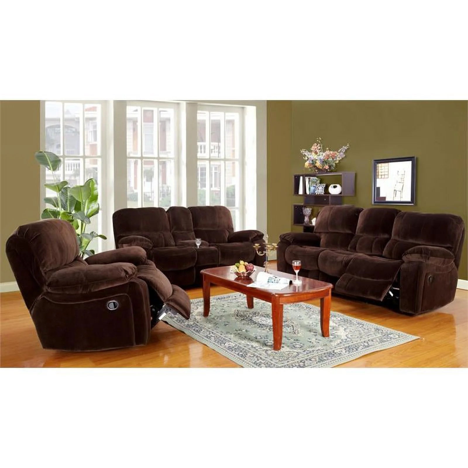 Chocolate Reclining Sofa P1919