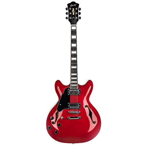 Vintage Sunburst Left-Handed Semi-Hollow Body Electric Guitar with Stainless Steel Frets P43102