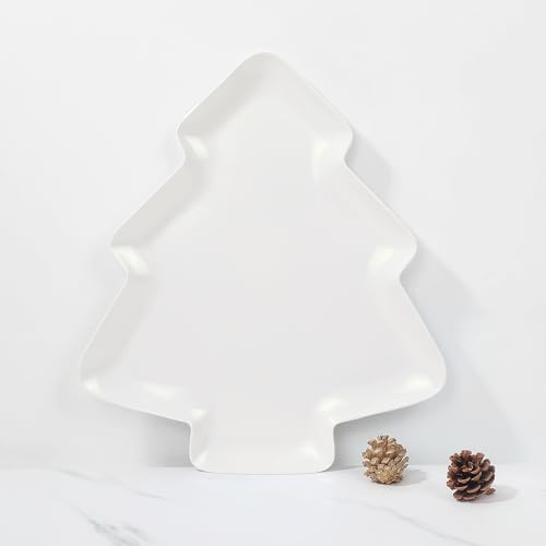 Red 16 x 14 Inch Christmas Tree Shaped Melamine Serving Platter Y1499