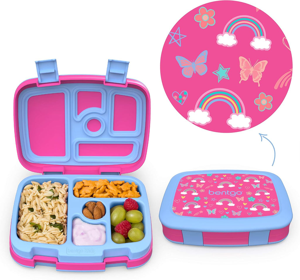 Insulated Lunch Bag Set With Kids Bento-Style Lunch Box (Rainbows and Butterflies) N184100