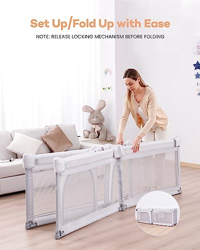 Grey Extra Large Foldable Baby Playpen 79 x 59 x 27 Inches B13479