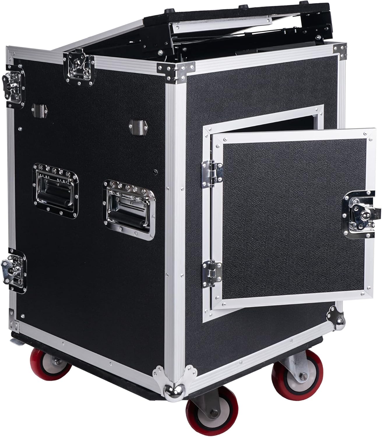 14U PA DJ Rack Case with 11U Slant Mixer Top and Casters V5747