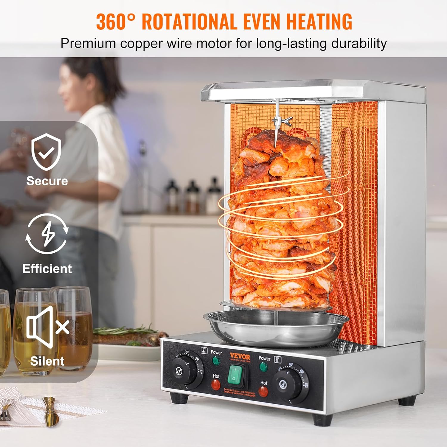 13 lbs Capacity Electric Vertical Broiler Shawarma Grill Machine F6836