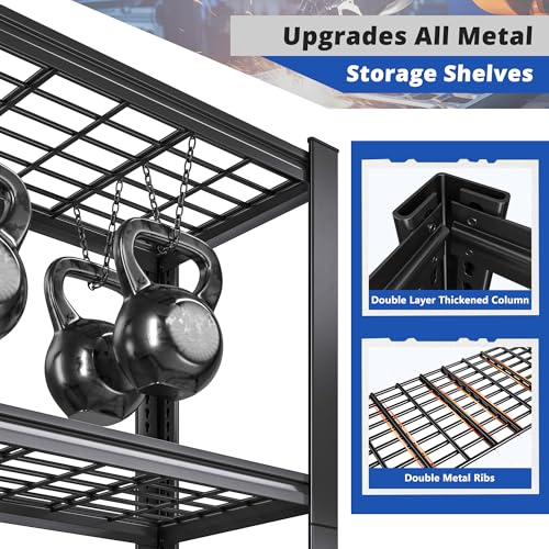 Black 5 Tier Adjustable Metal Shelving 72" H x 35.5" W x 16" D S721