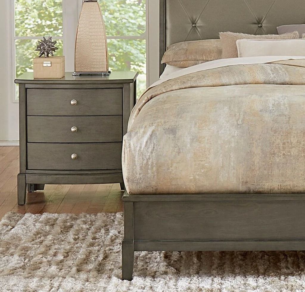 Gray Finish Wooden 5pc Bedroom Set Queen Sleigh Bed Nightstand Dresser Mirror Chest I571
