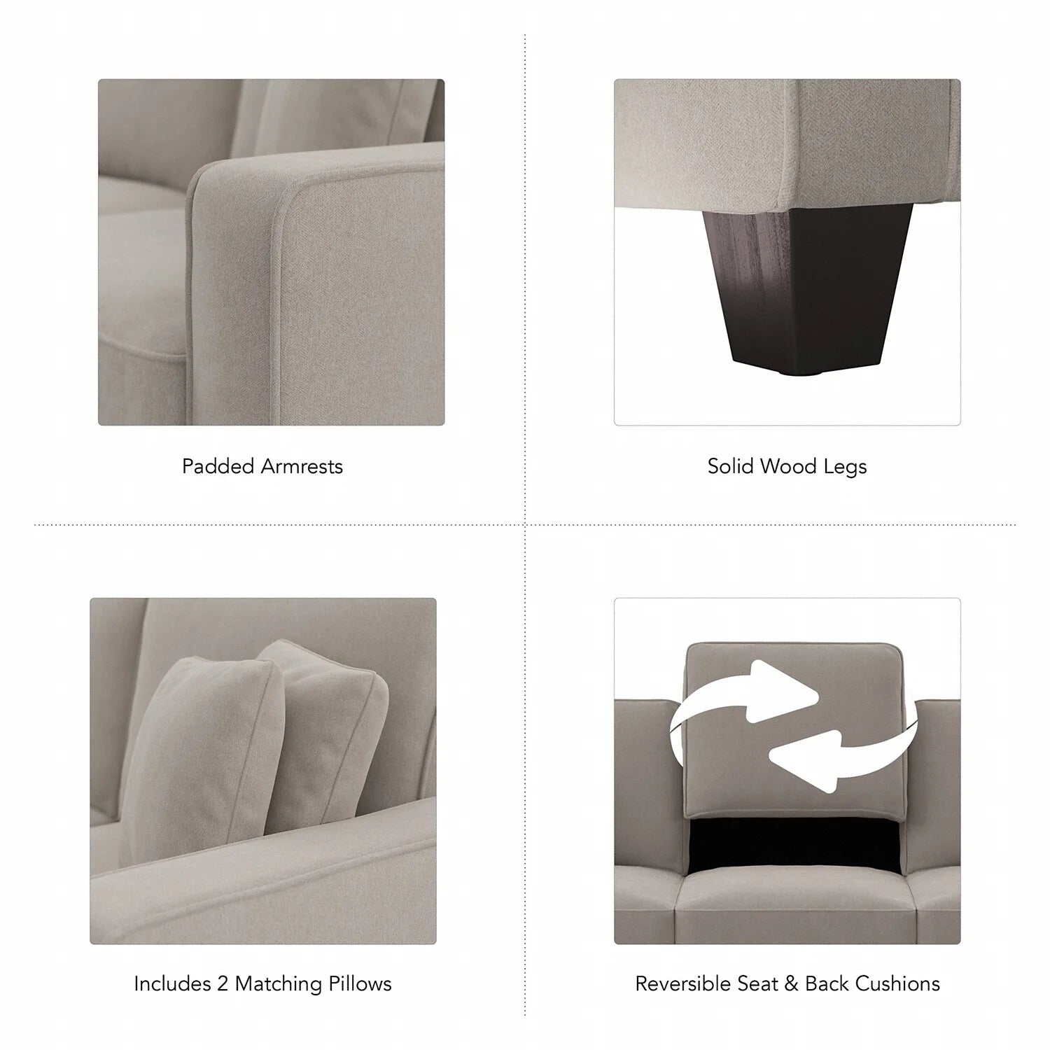 Beige Herringbone Fabric Sofa Z22973