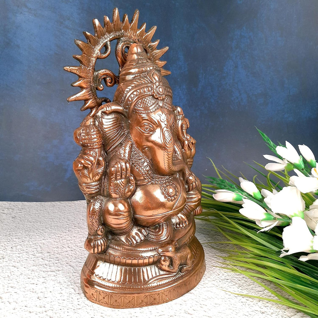 Lord Ganesha Statue Metal 15 Inch Bronze H766