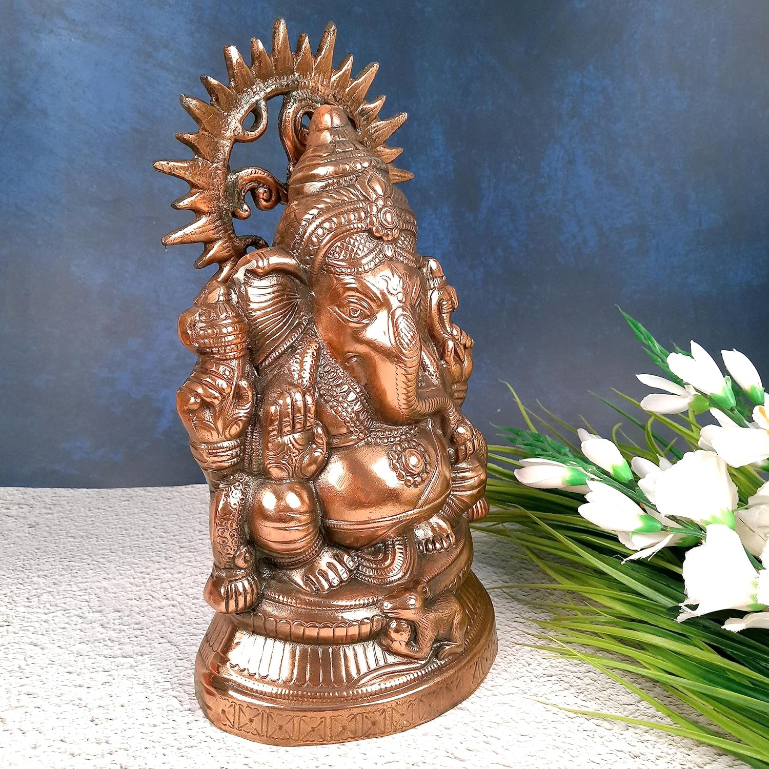 Lord Ganesha Statue Metal 15 Inch Bronze H766